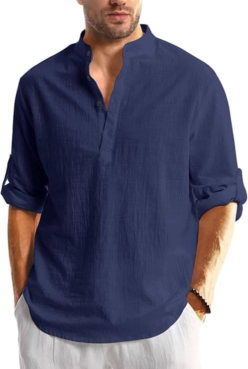     			DaReal Navy Blue Cotton Blend Men's Shirt Style Kurta ( Pack of 1 )