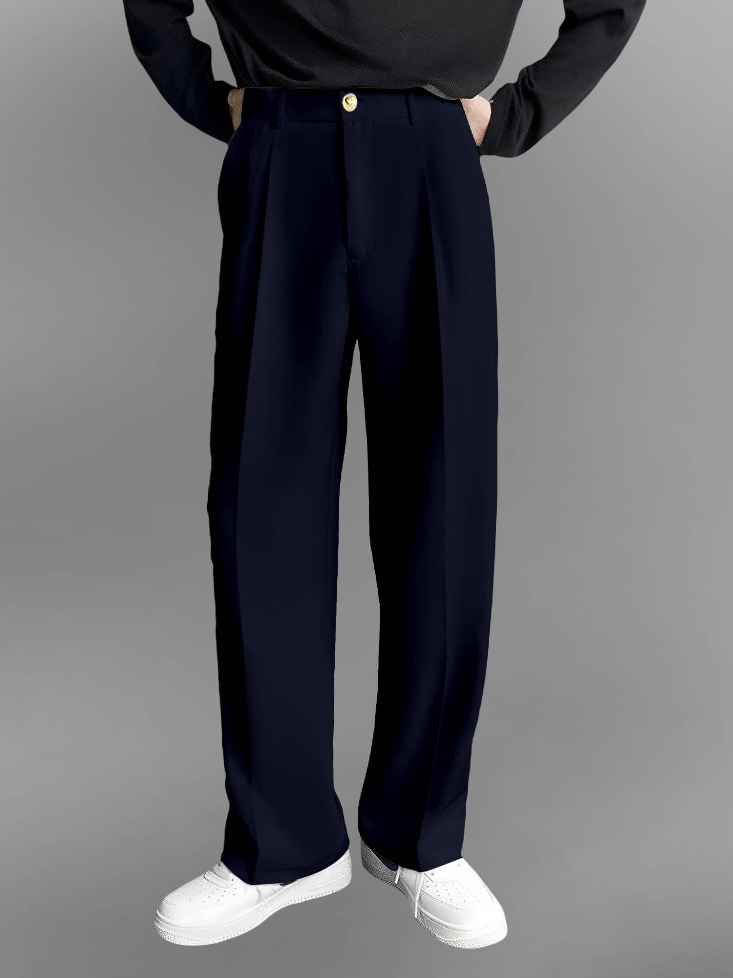     			FTX Loose Pleated Men's Formal Trouser - Navy Blue ( Pack of 1 )