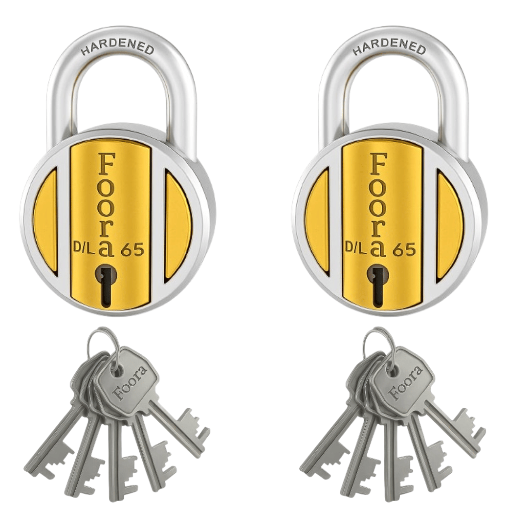Foora DL 65 Brass Lock with 5 Keys Pack of 2 Foora DL 65 Brass Lock with 5 Keys Pack of 2