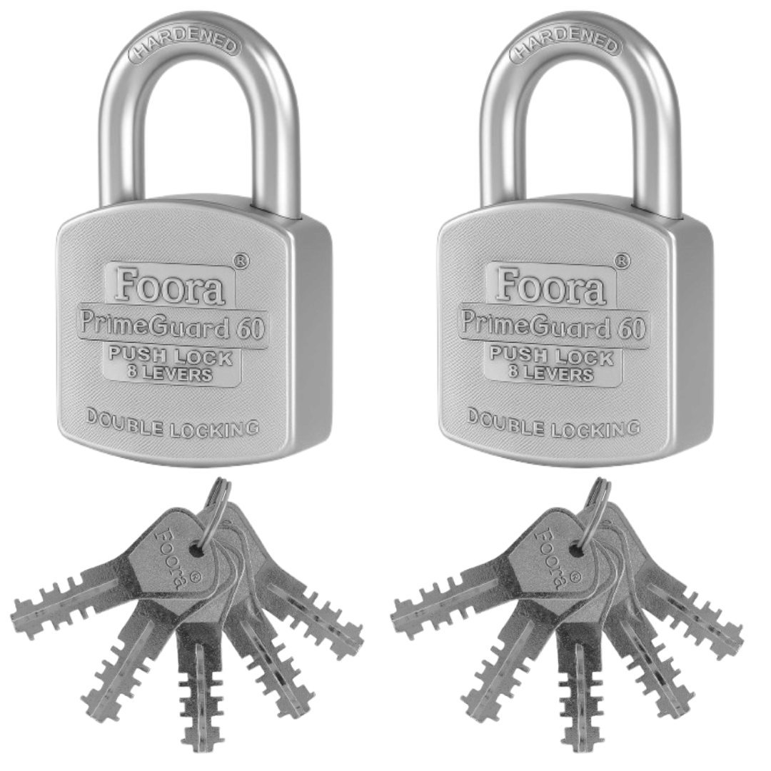     			Foora Primeguard Push Lock with 5 Keys – (Pack Of 2) Heavy Duty, Rust Resistant, Smooth Push Mechanism