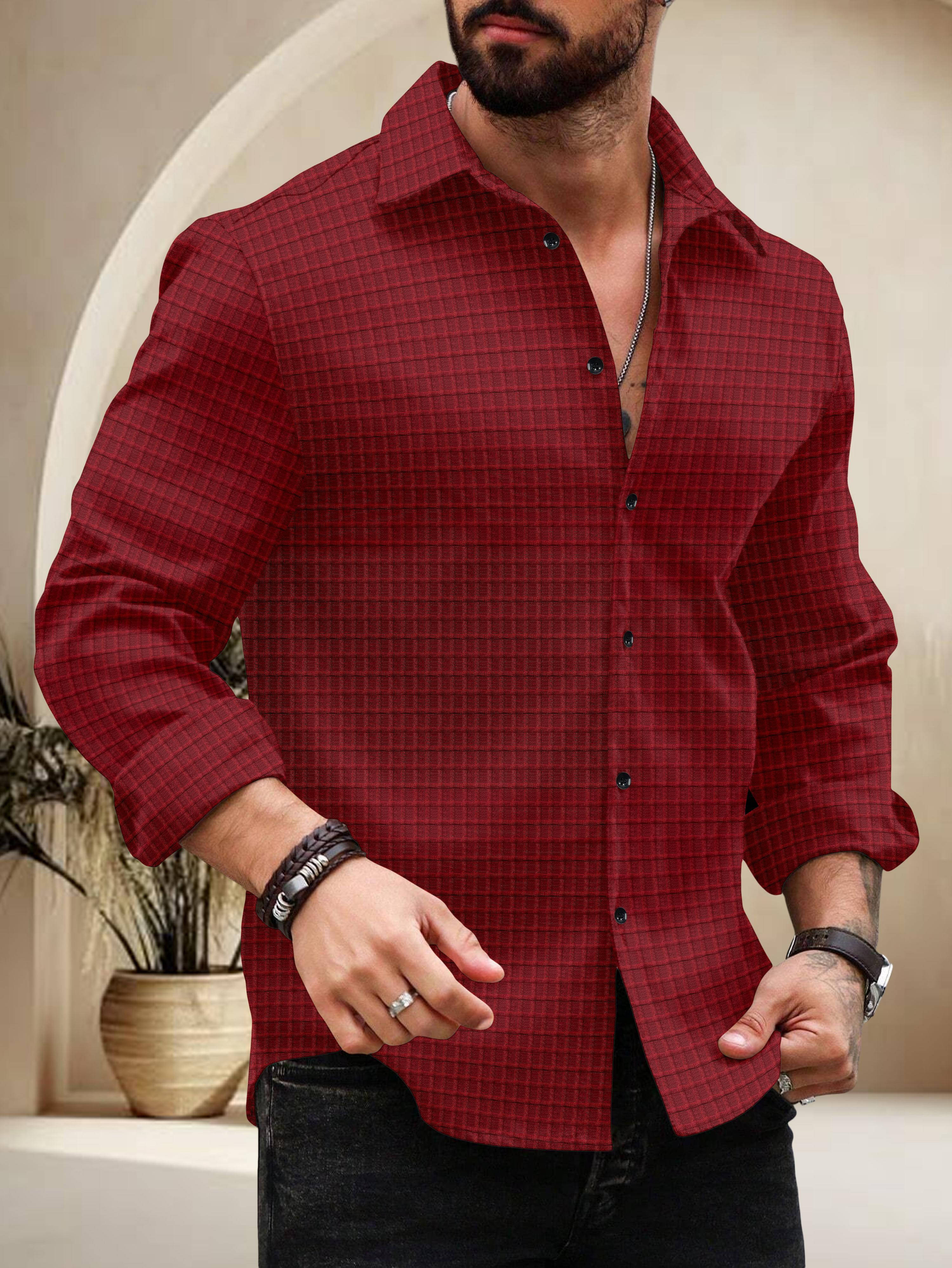 GROWWAX Polyester Regular Fit Self Design Full Sleeves Men's Casual Shirt - Maroon ( Pack of 1 ) GROWWAX Polyester Regular Fit Self Design Full Sleeves Men's Casual Shirt - Maroon ( Pack of 1 )