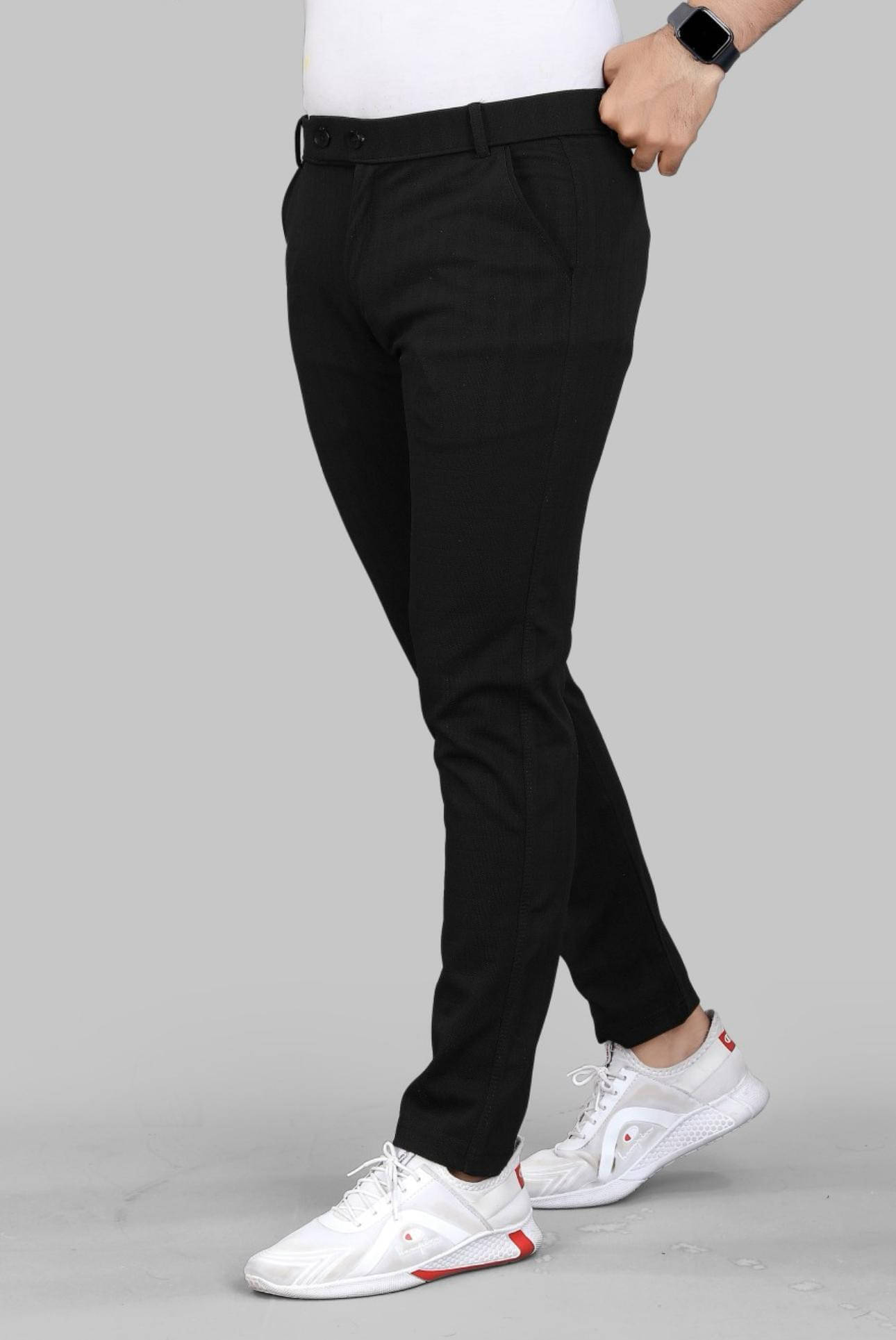     			GROWWAX Slim Flat Men's Trouser - Black ( Pack of 1 )