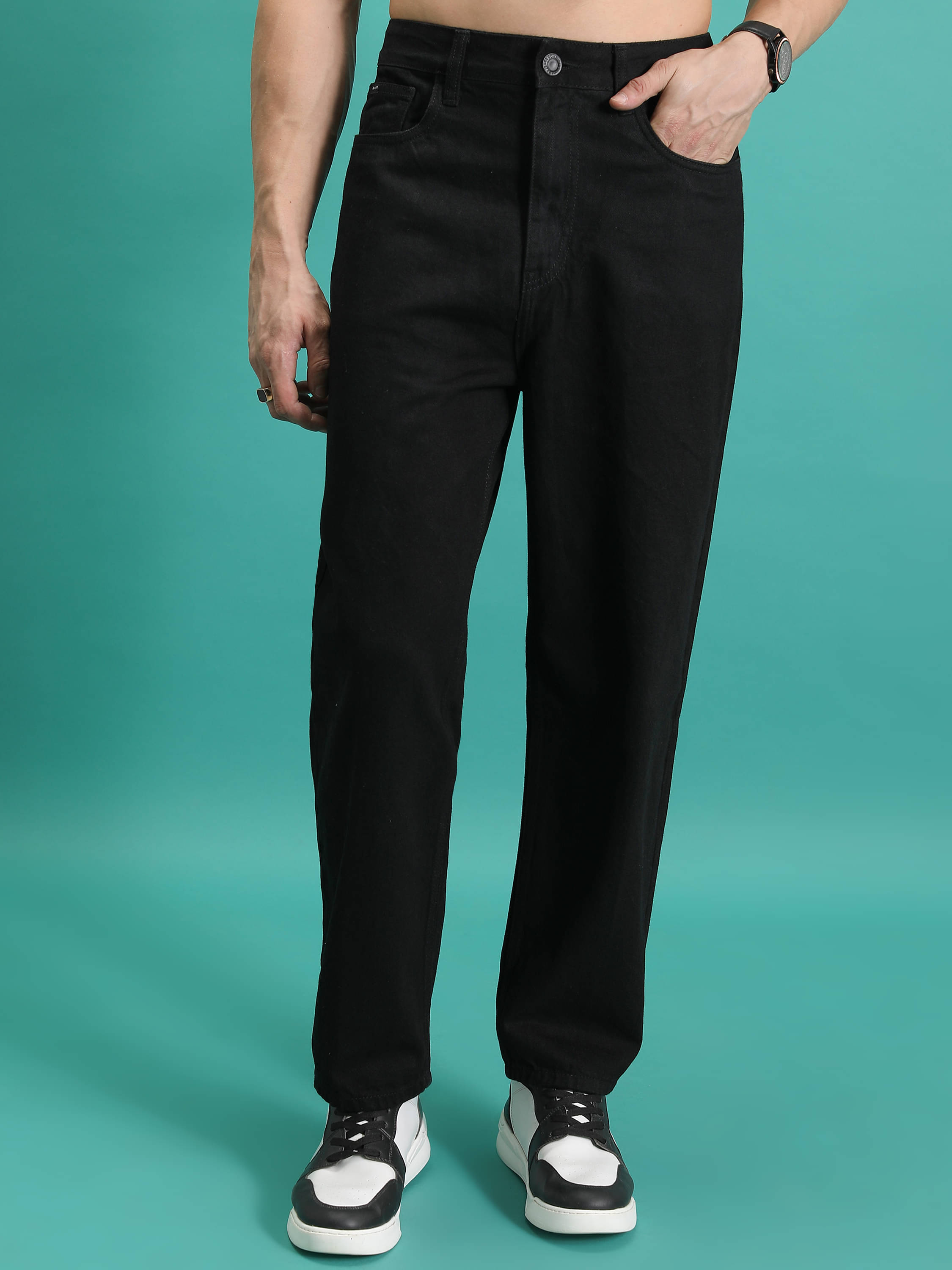    			Highlander Relaxed Basic Men's Jeans - Black ( Pack of 1 )