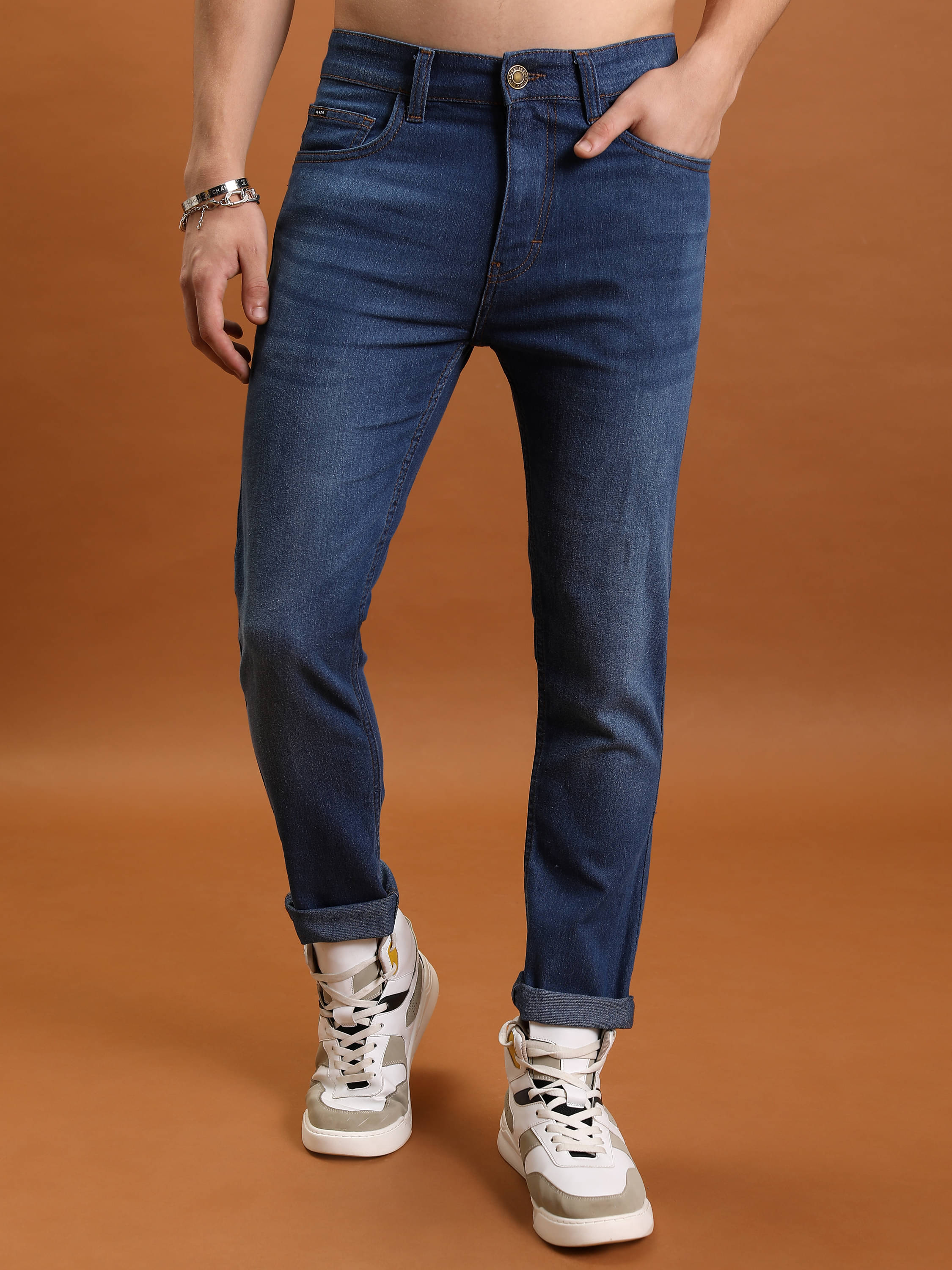 Highlander Skinny Fit Basic Men's Jeans - Blue ( Pack of 1 ) Highlander Skinny Fit Basic Men's Jeans - Blue ( Pack of 1 )