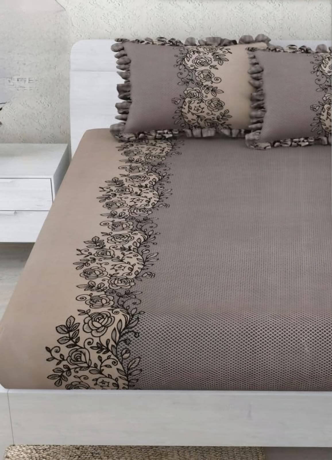 HomeSpire Glace Cotton 1 Double Queen Bedsheet with 2 Pillow Covers ( Dark Grey ) HomeSpire Glace Cotton 1 Double Queen Bedsheet with 2 Pillow Covers ( Dark Grey )