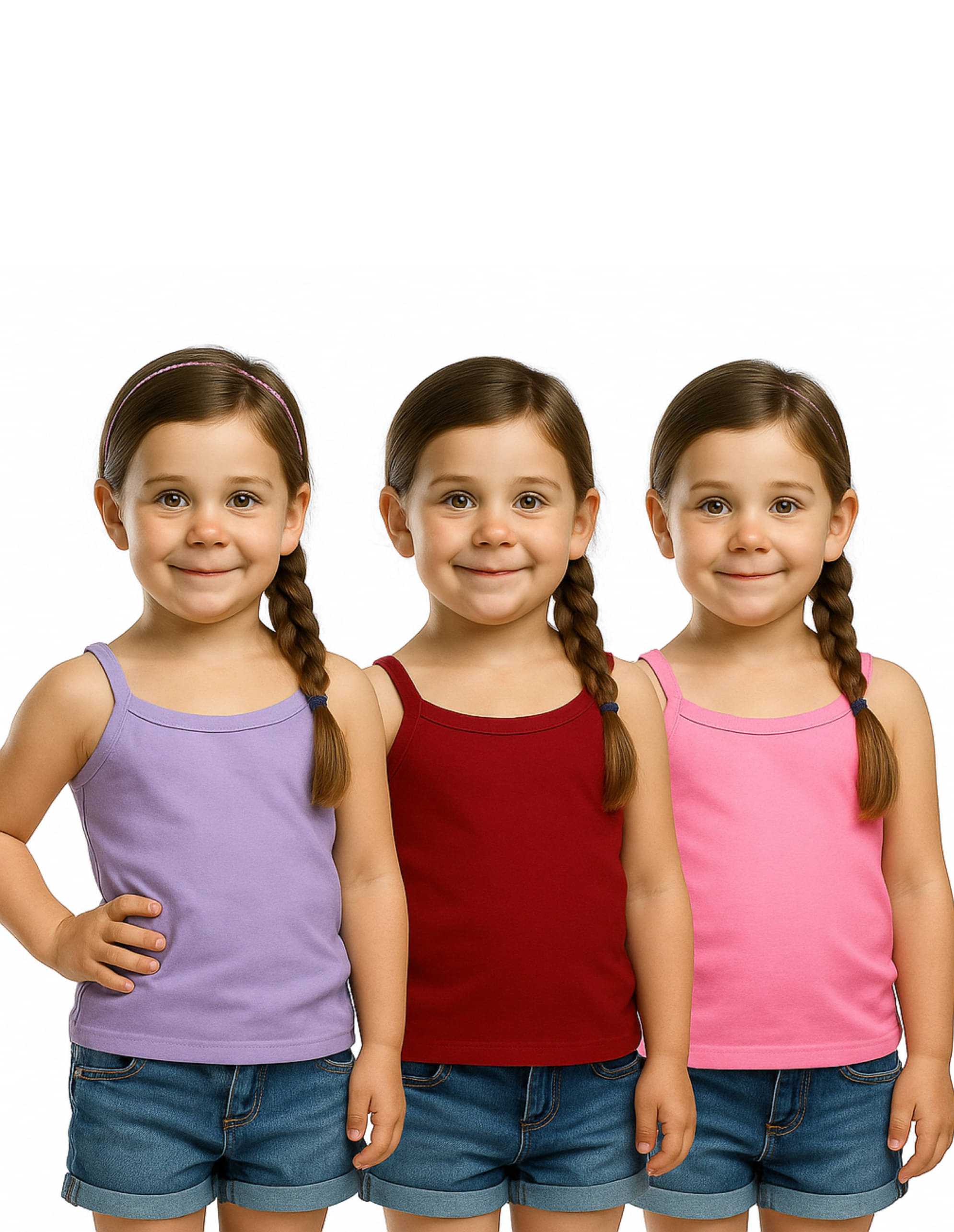     			Inner Element Pack of 3 Girls Cotton Camisoles ( Multicolor 11 )