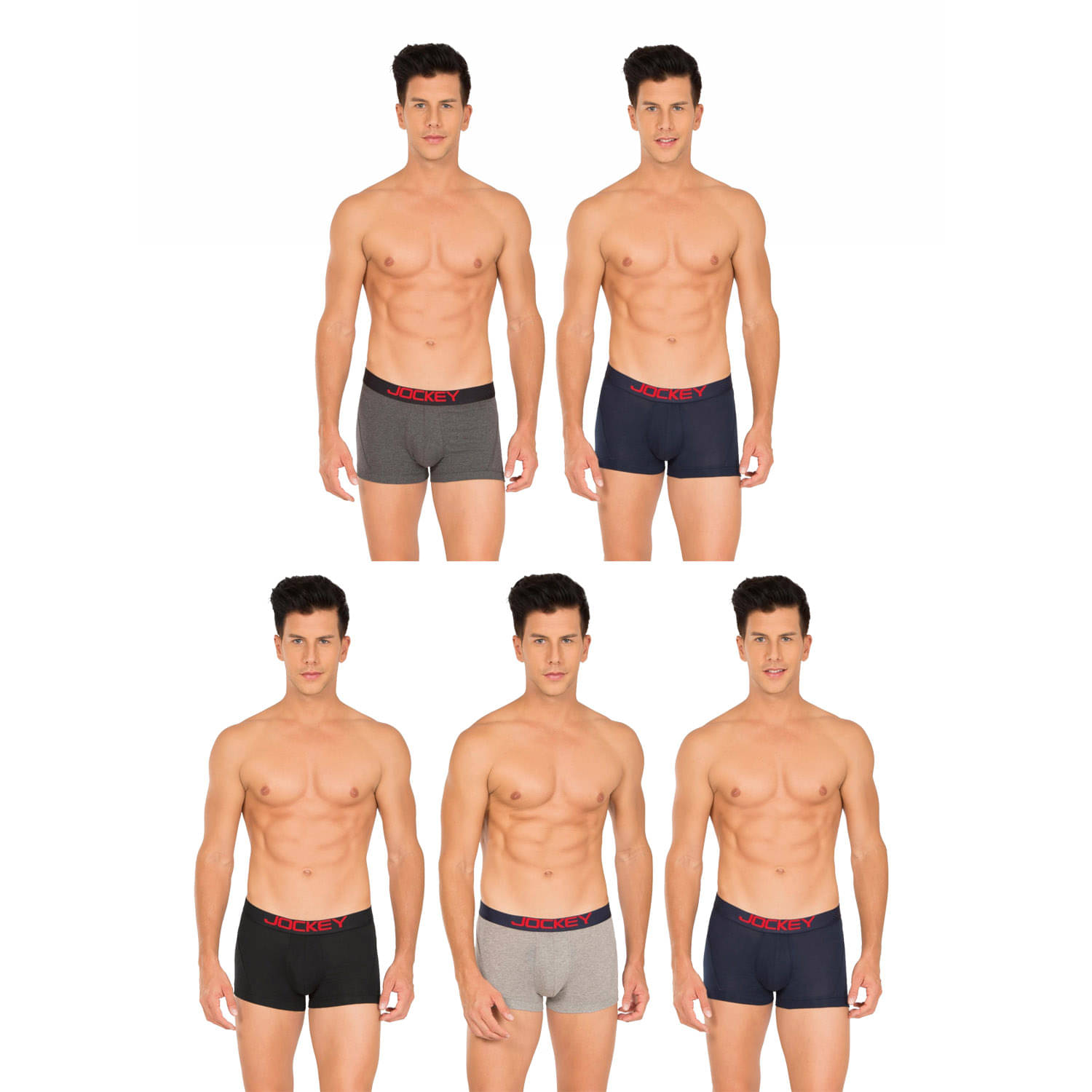 Jockey Pack of 5 Cotton Trunks For Men's ( Multicolor )     			Jockey Pack of 5 Cotton Trunks For Men's ( Multicolor )