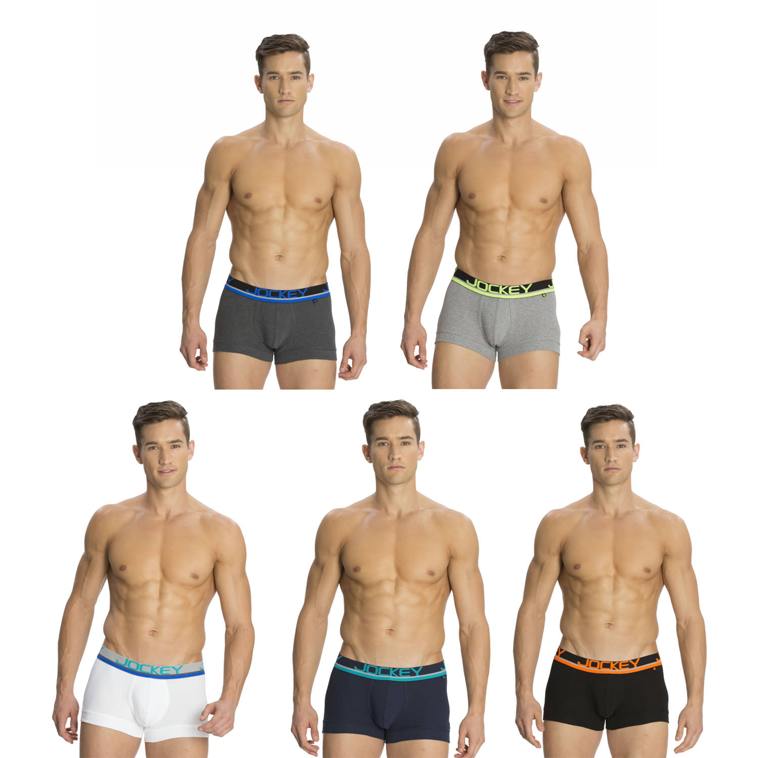     			Jockey Pack of 5 Cotton Trunks For Men's ( Multicolor )