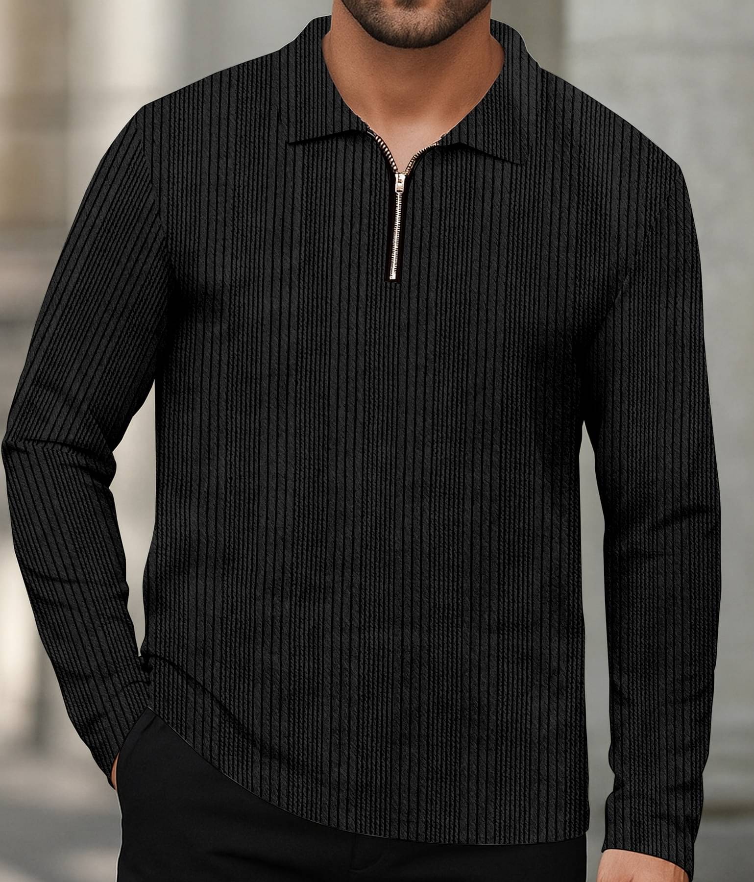     			KAJARU Men Polyester Regular Fit Self Design Polo T Shirt ( Black )