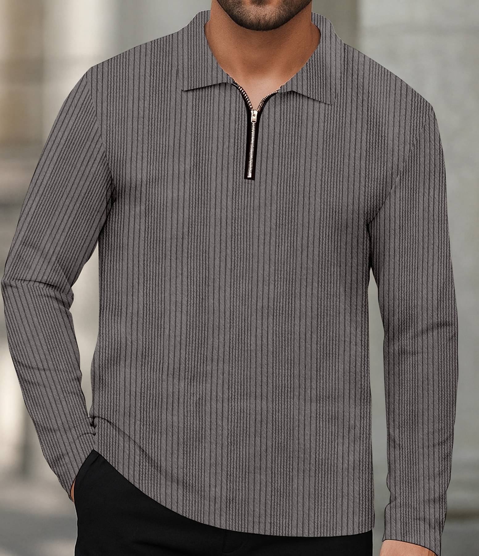     			KAJARU Men Polyester Regular Fit Self Design Polo T Shirt ( Dark Grey )