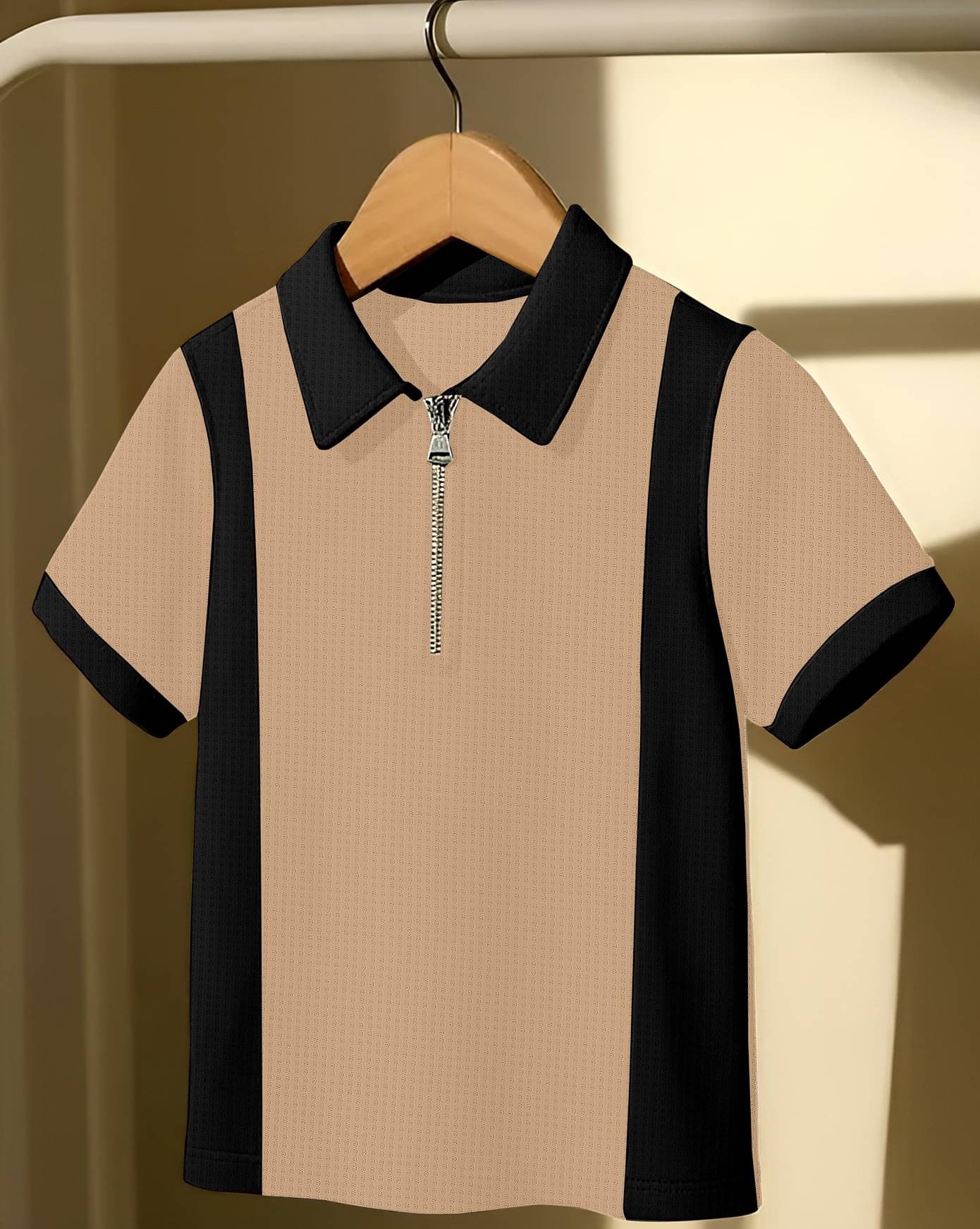 KAJARU Men Polyester Regular Fit Self Design Polo T Shirt ( Off-White )     			KAJARU Men Polyester Regular Fit Self Design Polo T Shirt ( Off-White )