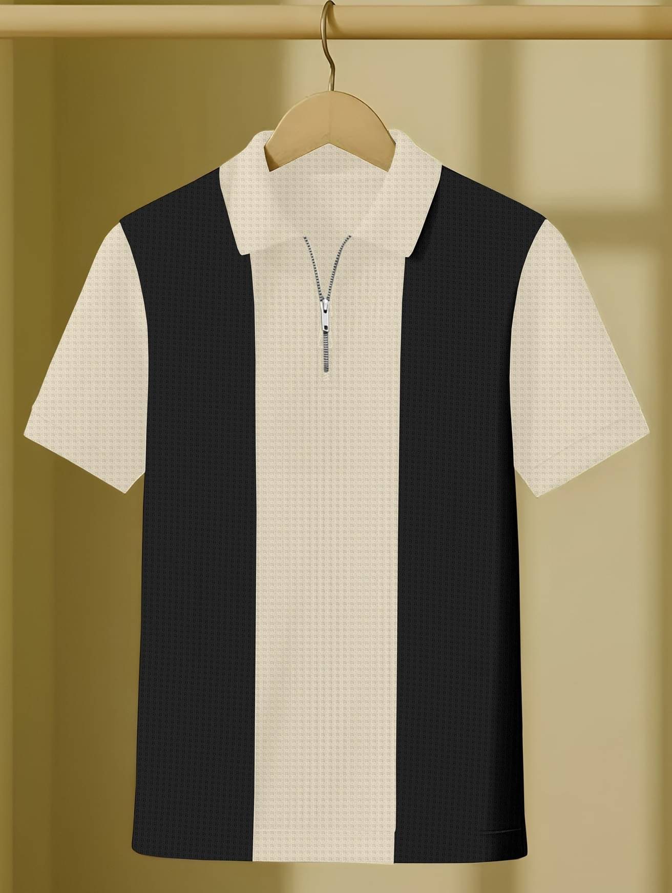     			KAJARU Men Polyester Regular Fit Self Design Polo T Shirt ( Black )