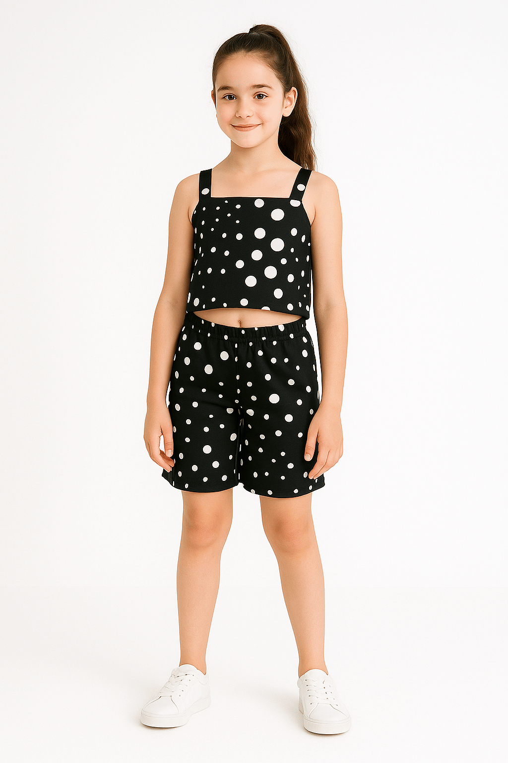     			Khushi Creation Pack of 1 Girls Crepe T-shirt & Shorts ( Black )