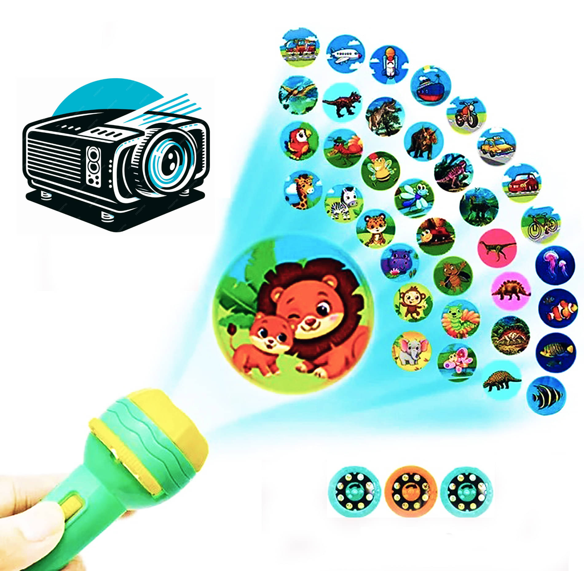     			Kids Educational Projector flashlight/torch with 24 Slides