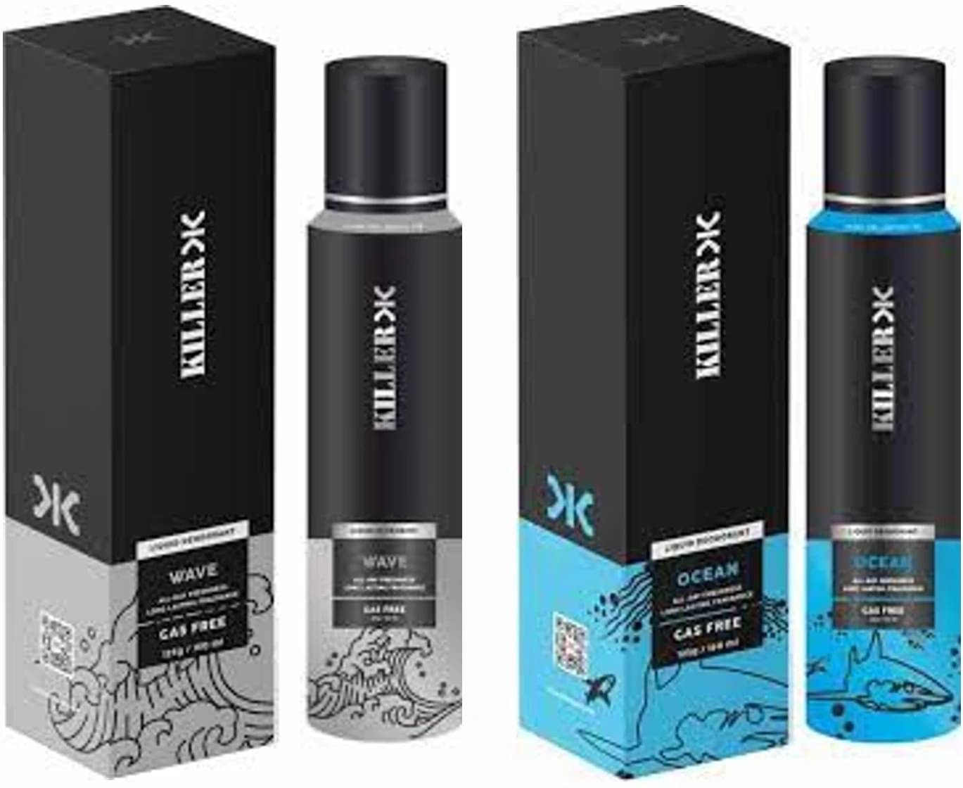Killer OCEAN 150 ml + WAVE 150 ml DEODARANT Deodorant Spray for Men 300 ml ( Pack of 2 )     			Killer OCEAN 150 ml + WAVE 150 ml DEODARANT Deodorant Spray for Men 300 ml ( Pack of 2 )