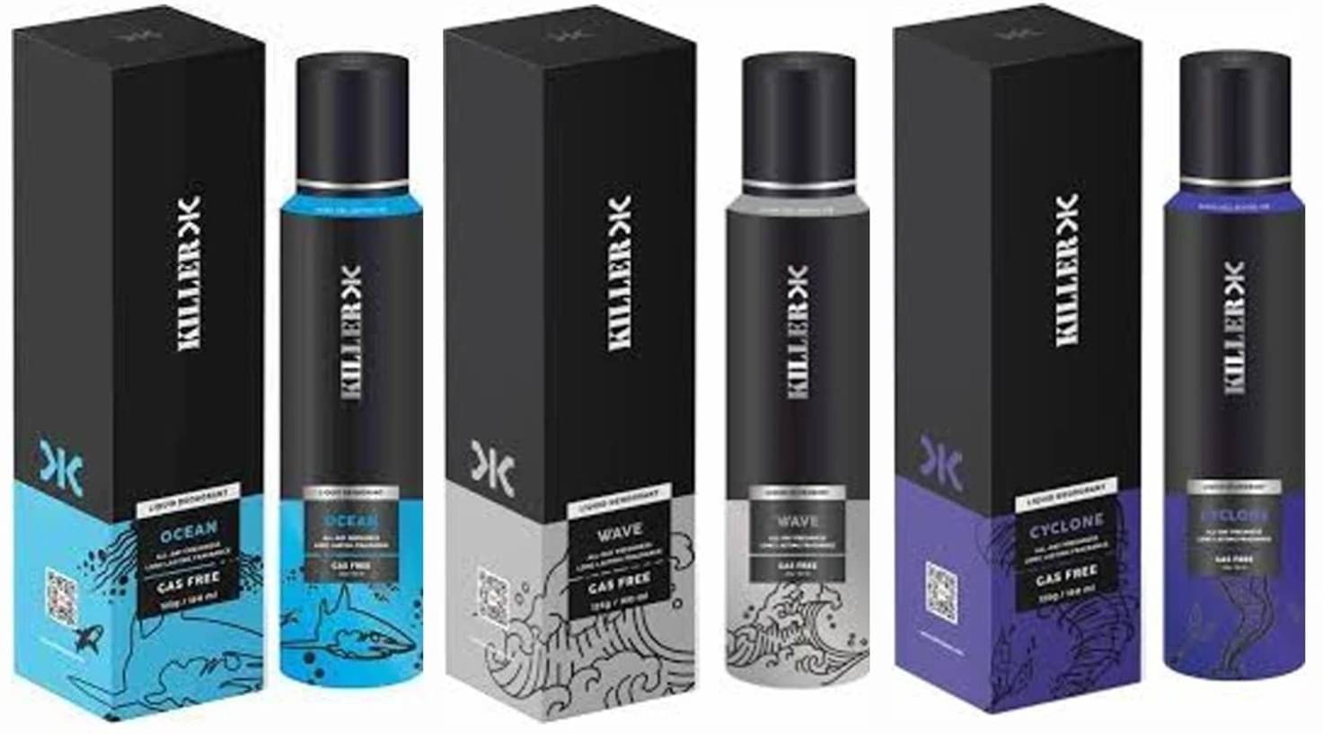     			Killer ocean, wave, cyclone Deodorant Spray - F Body Spray for Unisex 150 ml ( Pack of 3 )