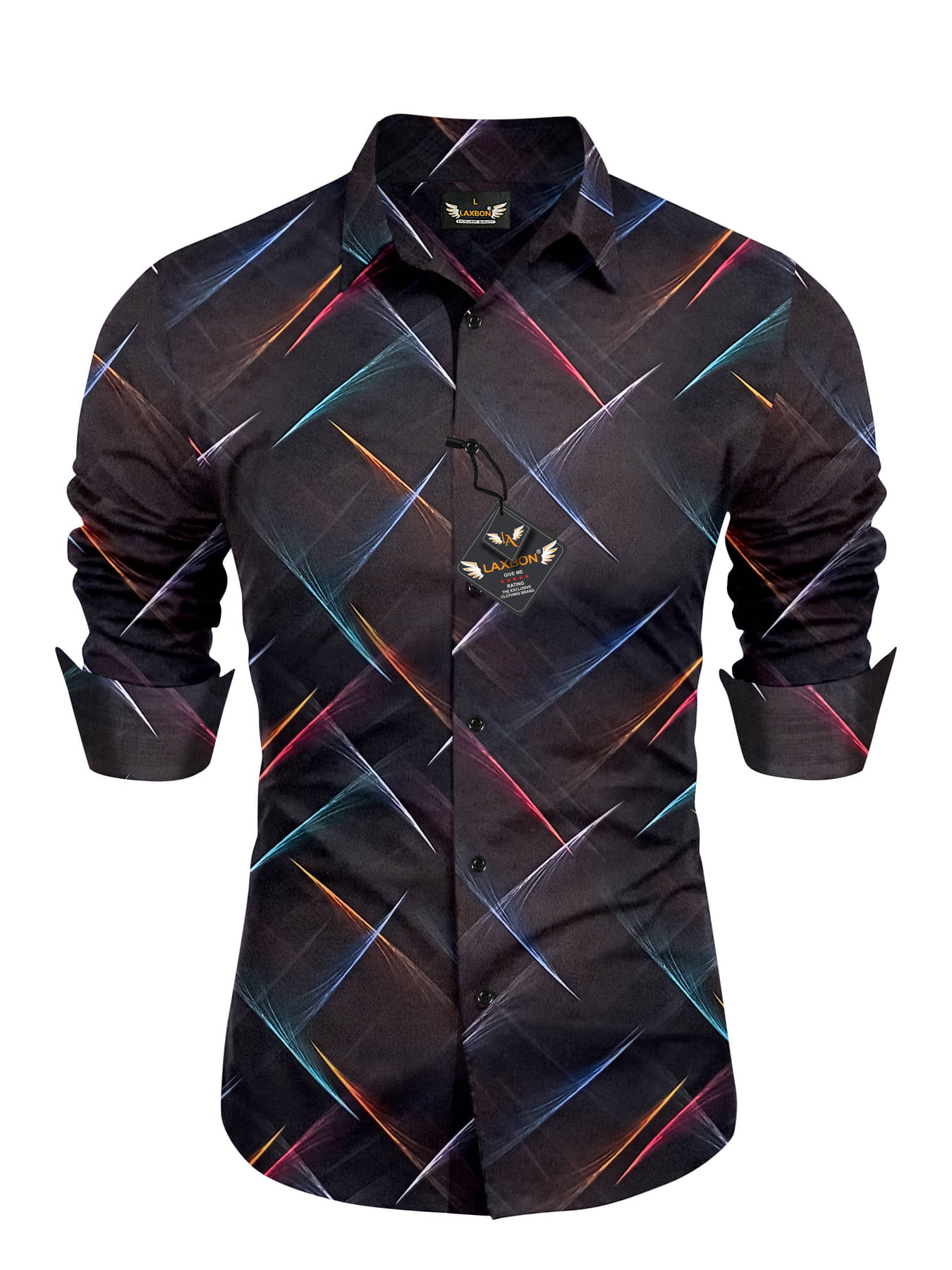     			LAXBON Cotton Blend Regular Fit Printed Full Sleeves Men's Casual Shirt - Black ( Pack of 1 )