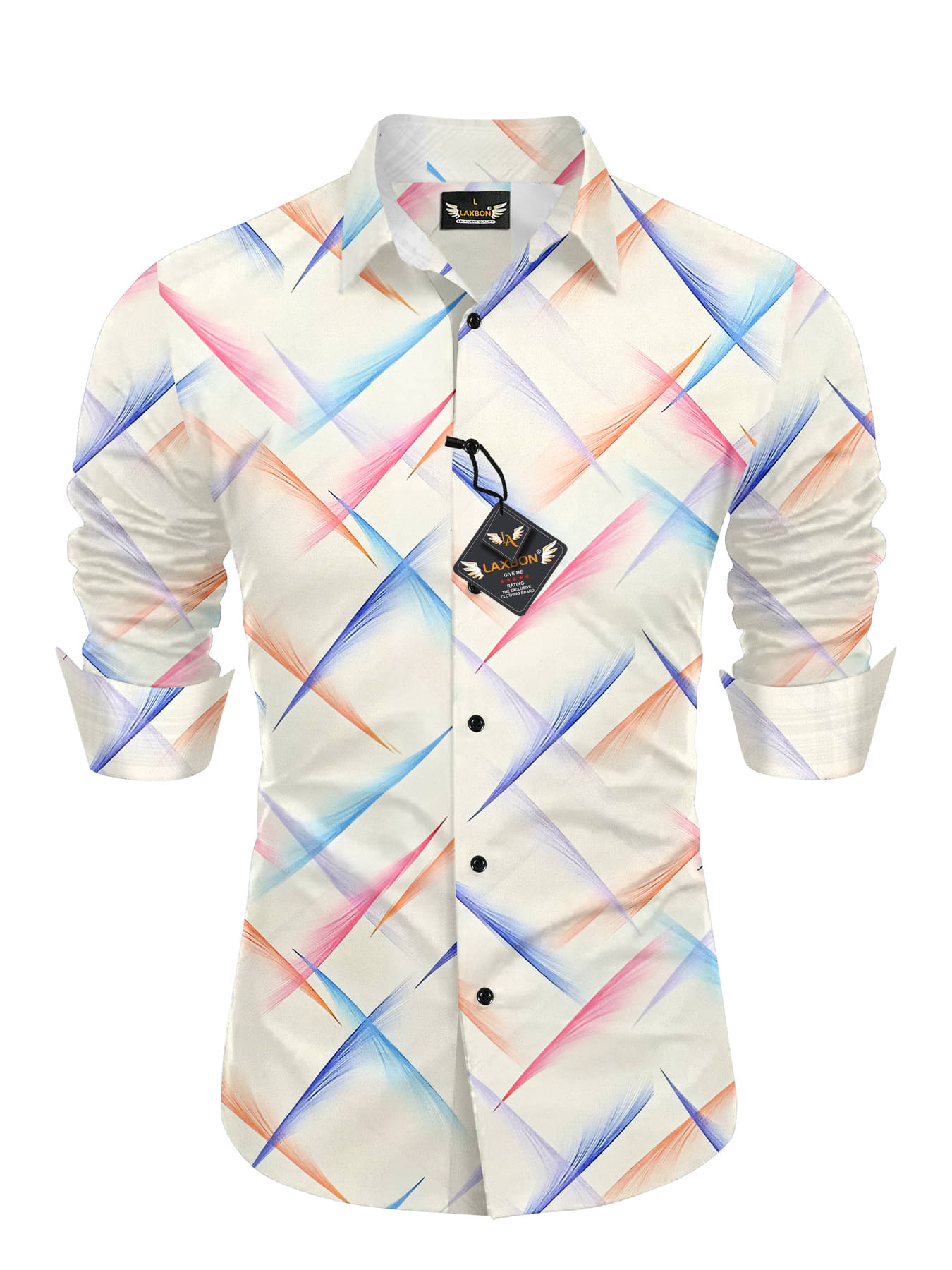     			LAXBON Cotton Blend Regular Fit Printed Full Sleeves Men's Casual Shirt - White ( Pack of 1 )