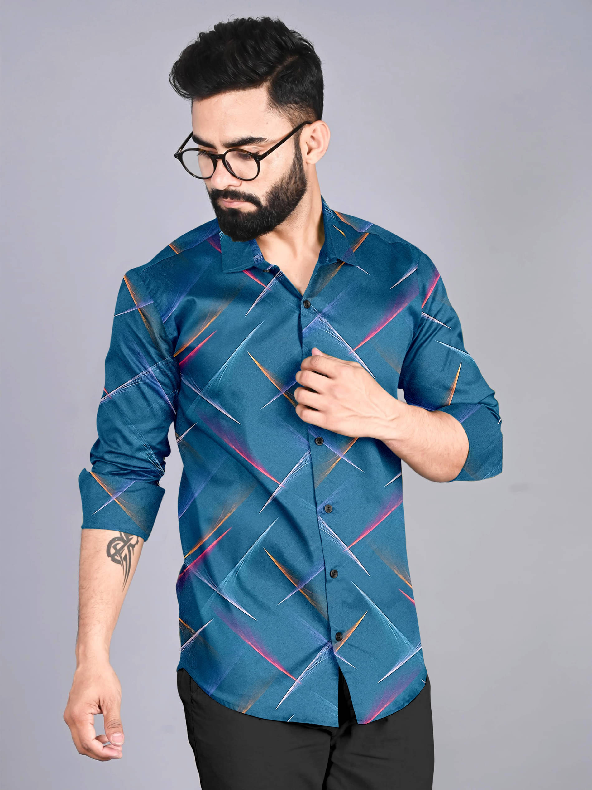 LAXBON Cotton Blend Regular Fit Printed Full Sleeves Men's Casual Shirt - Multicolor ( Pack of 1 ) LAXBON Cotton Blend Regular Fit Printed Full Sleeves Men's Casual Shirt - Multicolor ( Pack of 1 )