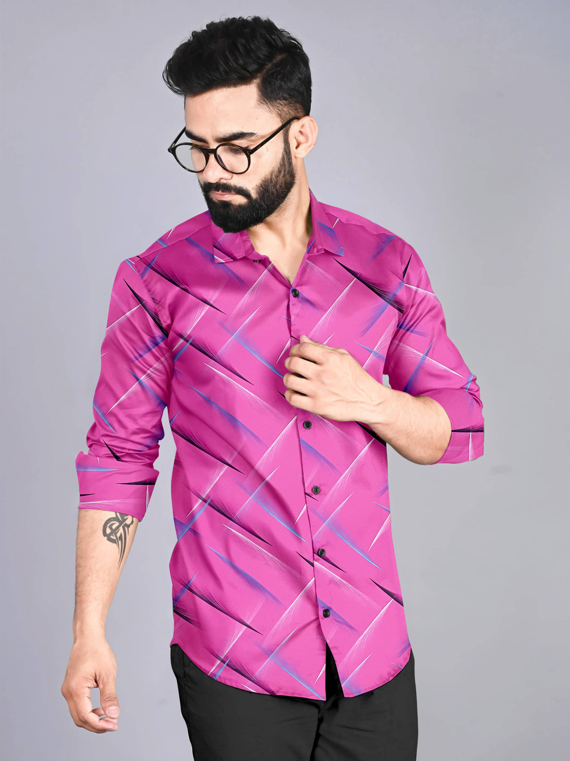     			LAXBON Cotton Blend Regular Fit Printed Full Sleeves Men's Casual Shirt - Pink ( Pack of 1 )