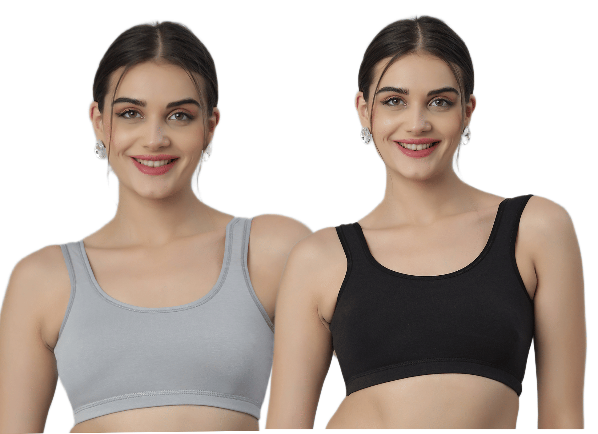     			LUXORA Pack of 2 Lycra Non Padded Sports Bra For Women ( Grey,Black )