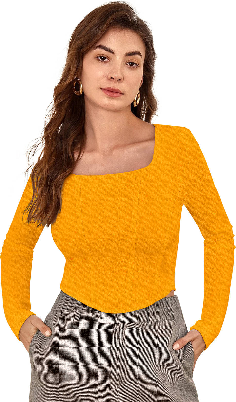     			Lovespreadin Women's Cotton Blend Crop Top ( Yellow )