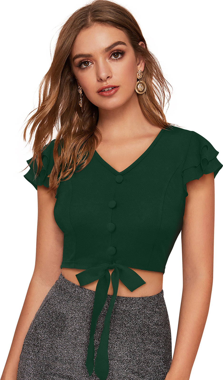 Lovespreadin Women's Cotton Blend Crop Top ( Green )     			Lovespreadin Women's Cotton Blend Crop Top ( Green )