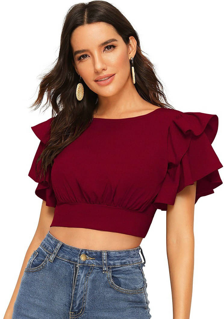 Lovespreadin Women's Lycra Crop Top ( Maroon ) Lovespreadin Women's Lycra Crop Top ( Maroon )
