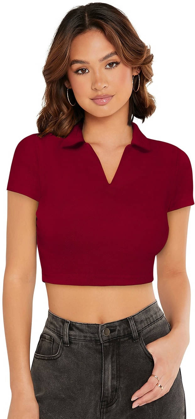     			Lovespreadin Women's Lycra Crop Top ( Maroon )