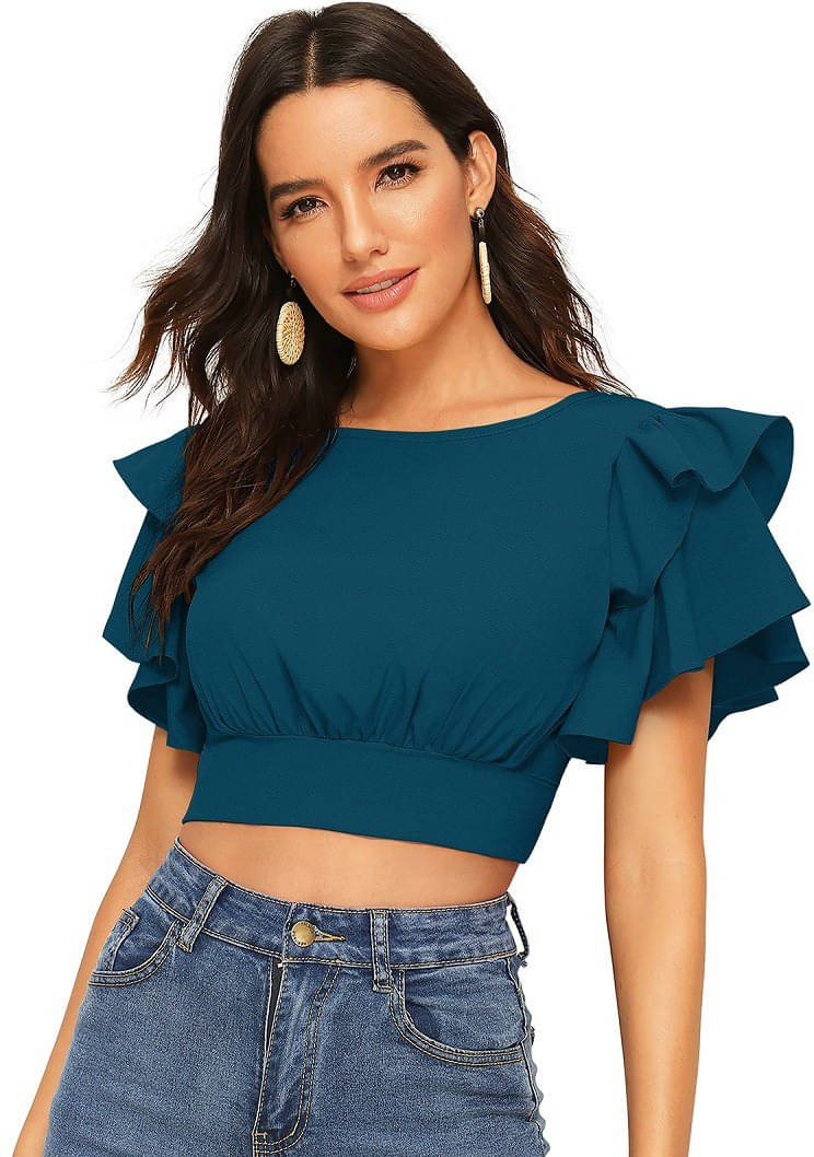 Lovespreadin Women's Lycra Crop Top ( Blue ) Lovespreadin Women's Lycra Crop Top ( Blue )