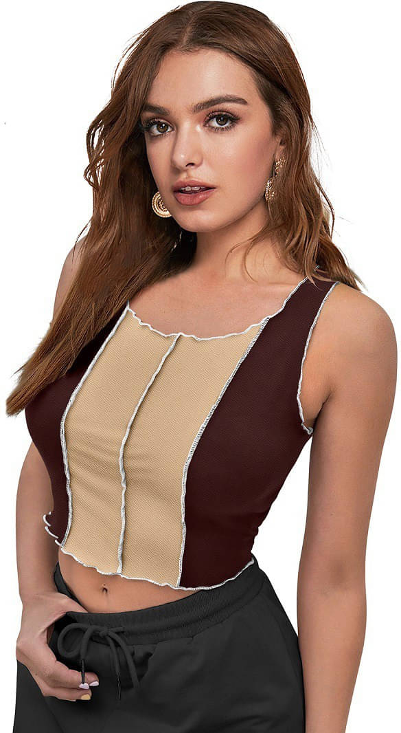     			Lovespreadin Women's Lycra Crop Top ( Brown )