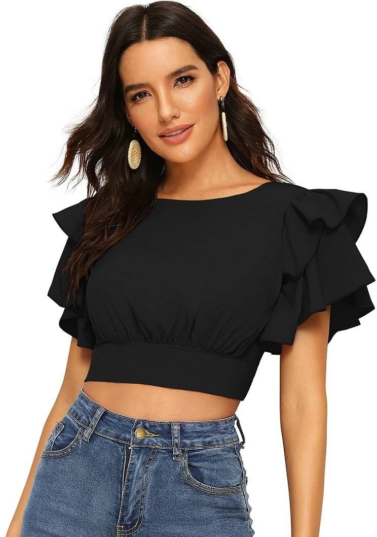 Lovespreadin Women's Lycra Crop Top ( Black ) Lovespreadin Women's Lycra Crop Top ( Black )