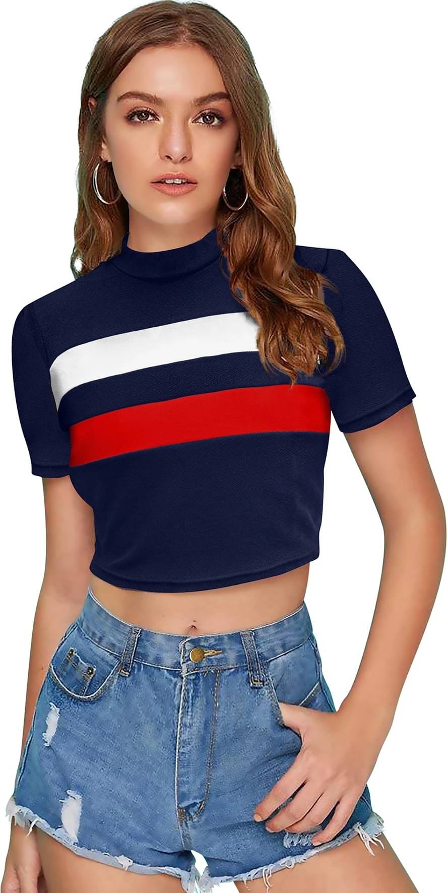 Lovespreadin Women's Polyester Crop Top ( Blue ) Lovespreadin Women's Polyester Crop Top ( Blue )