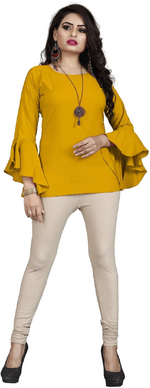 Lovespreadin Women's Polyester Regular Top ( Yellow ) Lovespreadin Women's Polyester Regular Top ( Yellow )