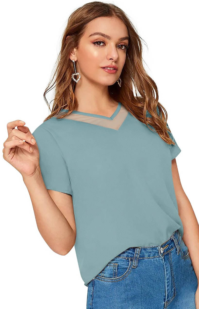     			Lovespreadin Women's Viscose Rayon Regular Top ( Light Blue )