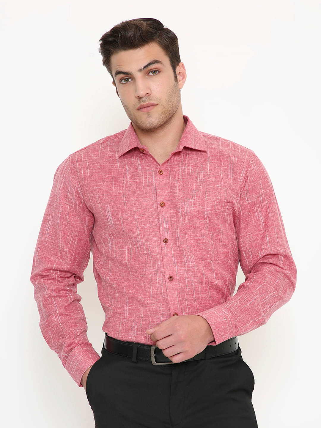 Maharaja Cotton Blend Slim Fit Full Sleeves Men's Formal Shirt - Red ( Pack of 1 ) Maharaja Cotton Blend Slim Fit Full Sleeves Men's Formal Shirt - Red ( Pack of 1 )