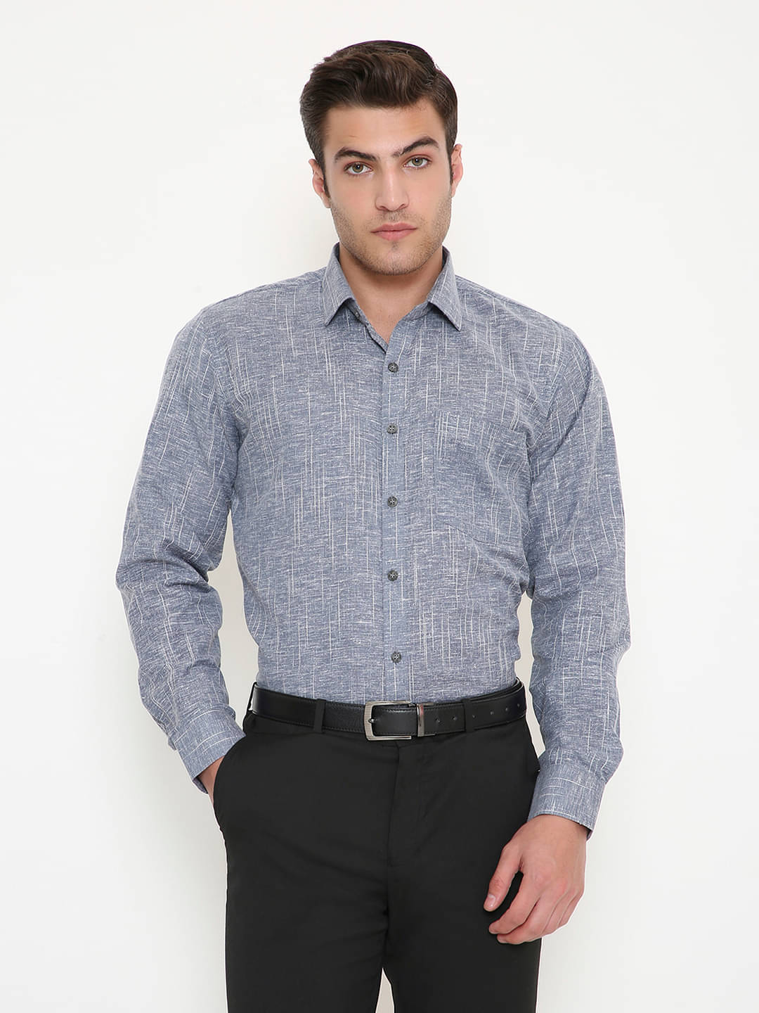     			Maharaja Cotton Blend Slim Fit Full Sleeves Men's Formal Shirt - Blue ( Pack of 1 )
