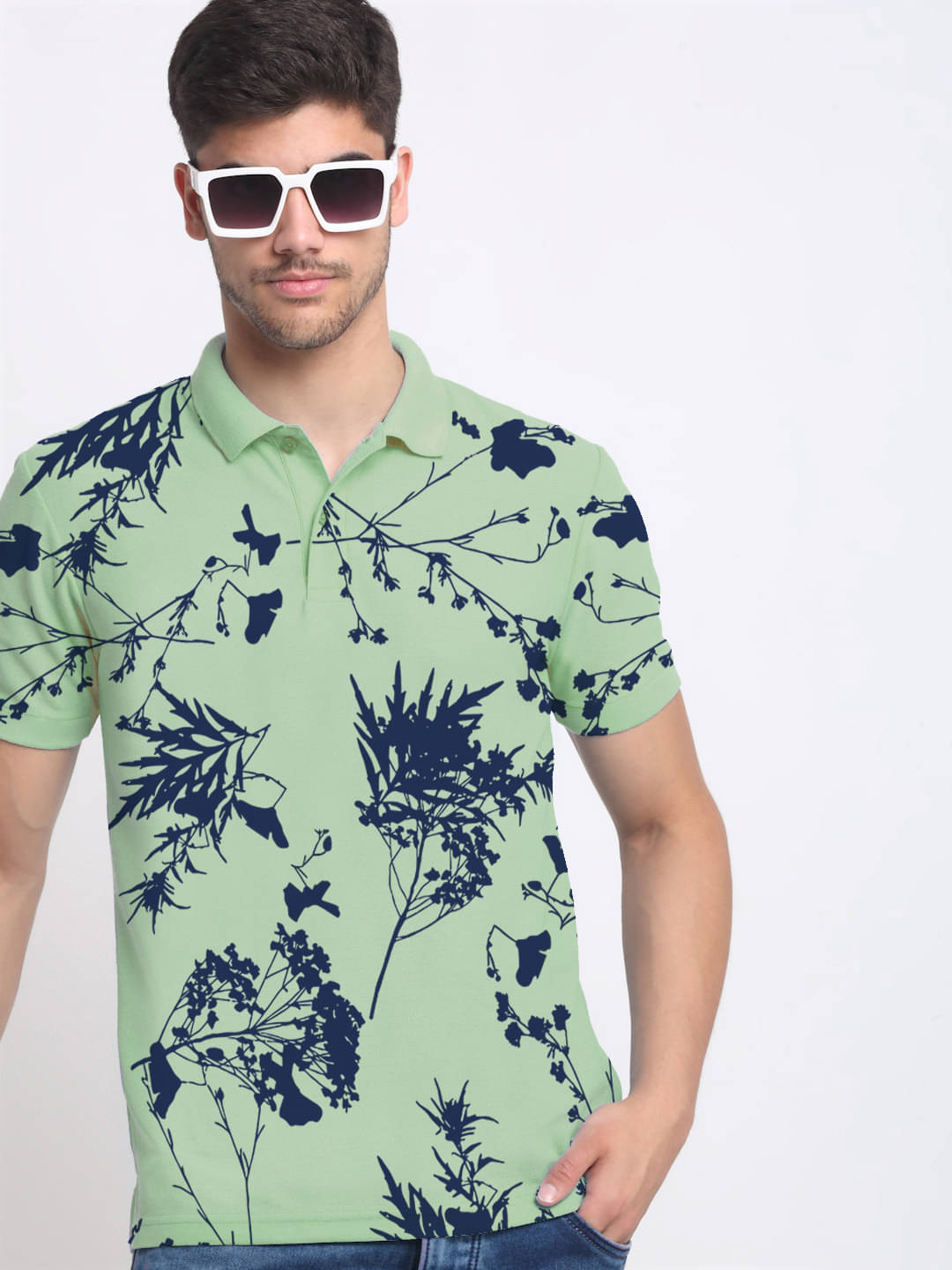     			Merriment Men Polyester Regular Fit Printed Polo T Shirt ( Mint Green )