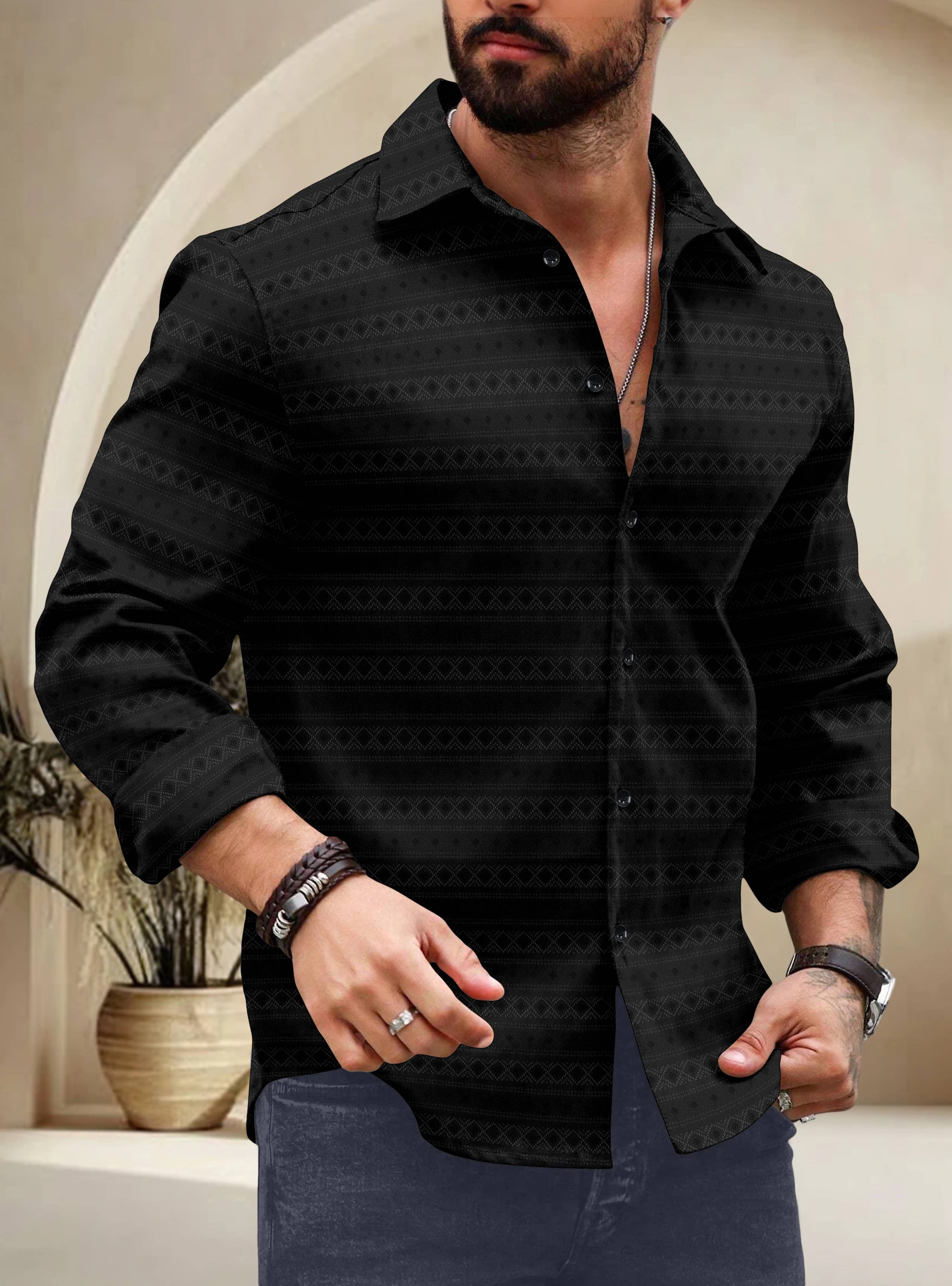 Nofilter Poly Cotton Regular Fit Self Design Full Sleeves Men's Casual Shirt - Light Green ( Pack of 1 )