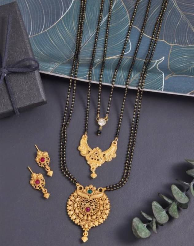     			OCHORI Golden Mangalsutra Set ( Pack of 3 )