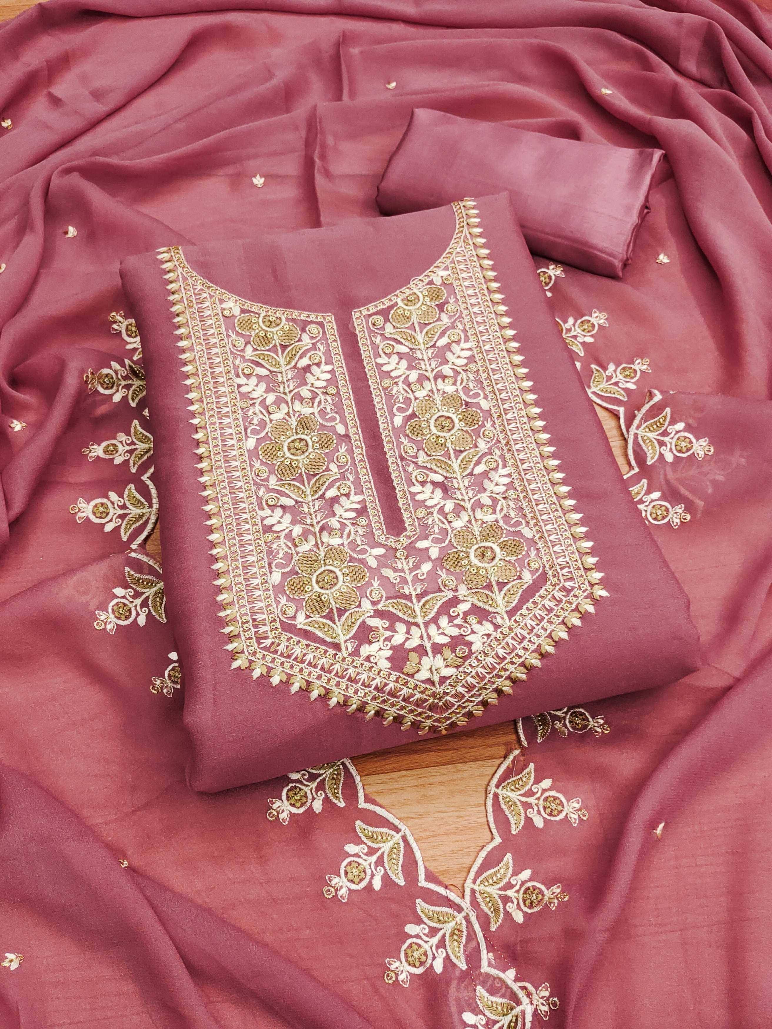 Panbai sarees Women Georgette Unstitched Dress Material ( Pink ) Panbai sarees Women Georgette Unstitched Dress Material ( Pink )