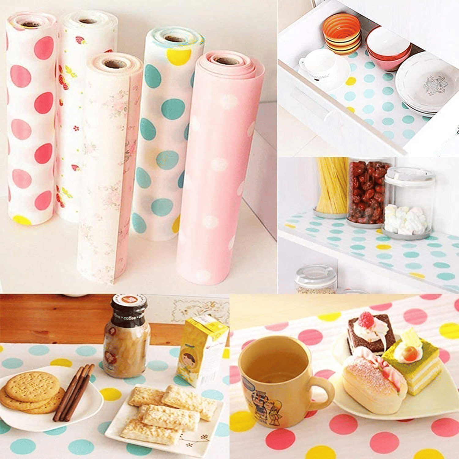     			Printing Polka DOT Antibacterial Cabinet Plastic Foam Household Wardrobe Moisture Drawer Pad Waterproof Non-Slip Paper Kitchen Cupboard Liners Roll Mat (30 * 300Cm),Multicolour, 1 Pcs Random