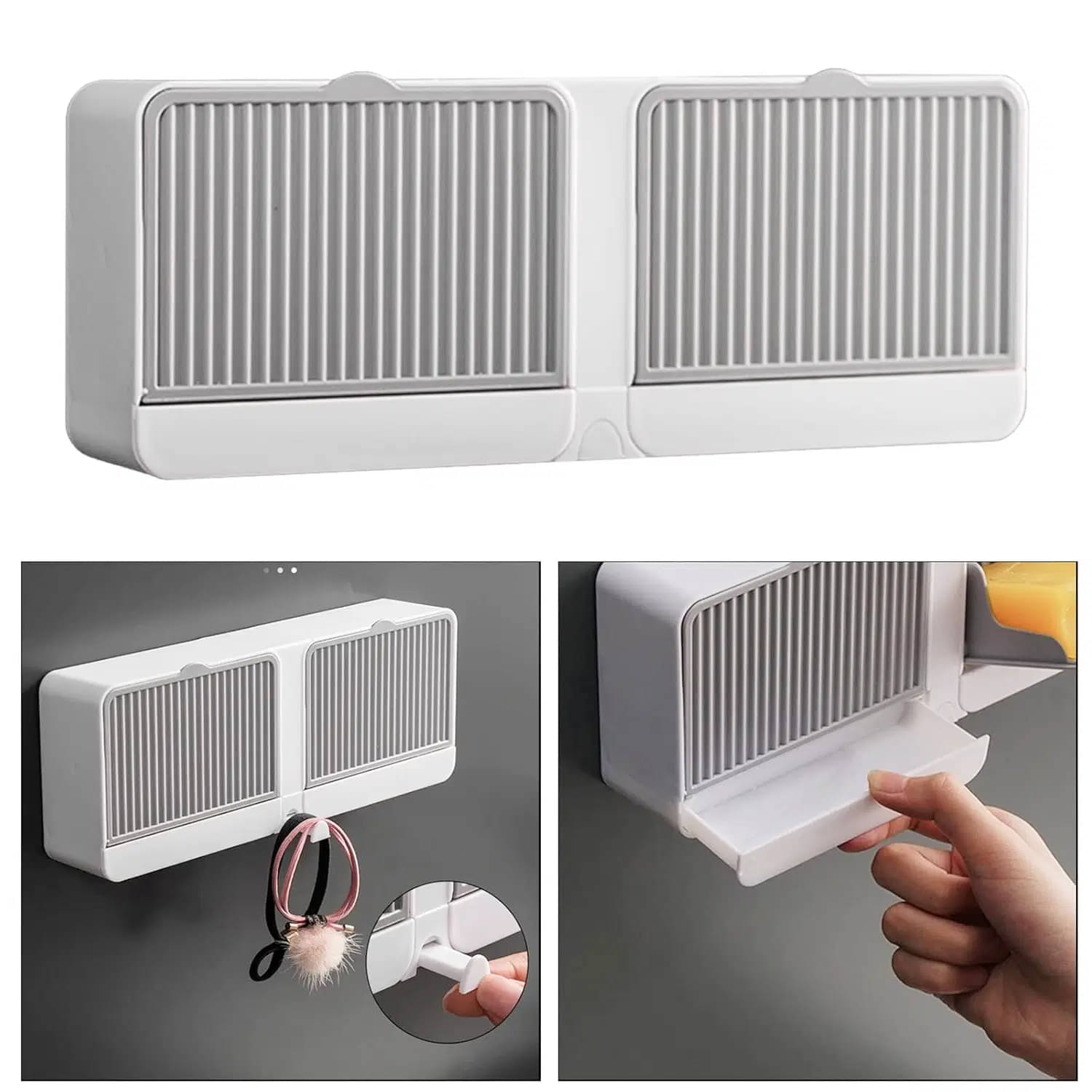     			SARVASHVA TRENDS Wall Mounted Soap Holder with Lid and Drain Tray, Self Adhesive Bathroom Soap Box, Multipurpose Soap Box Organizer for Bathroom, Kitchen & Wash Basin, Soap Holder, Wall Mounted Shelves, Plastic Self Adhesive Wall Mounted Bathroom Shelf