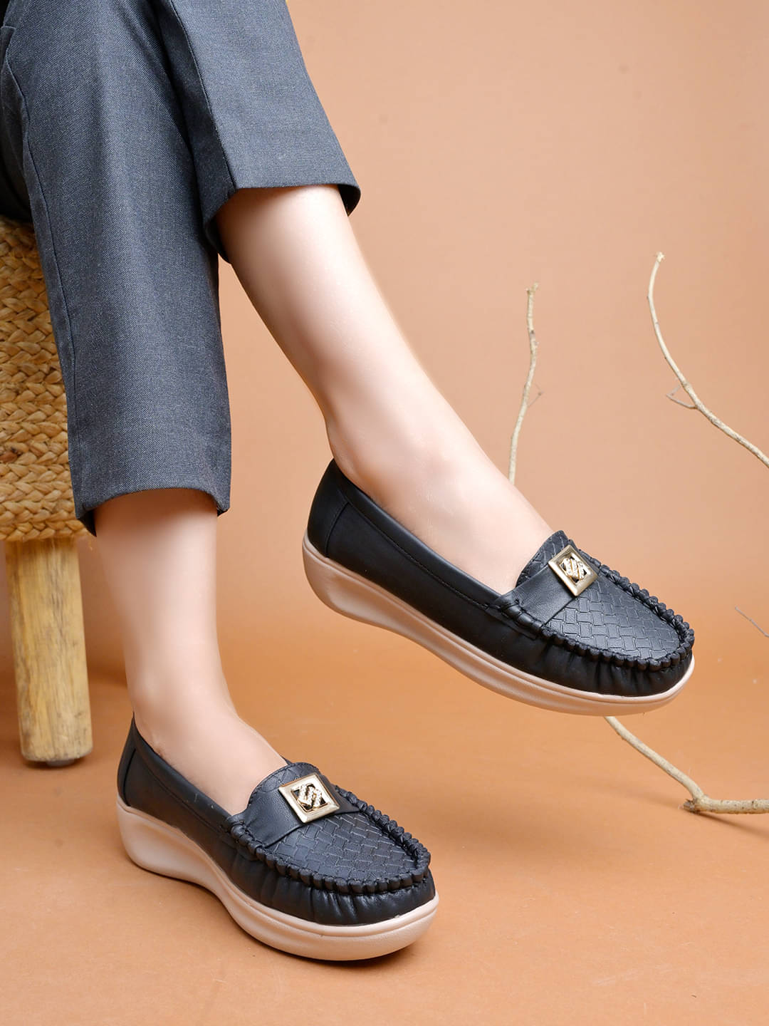     			Shoetopia Black Women's Loafers
