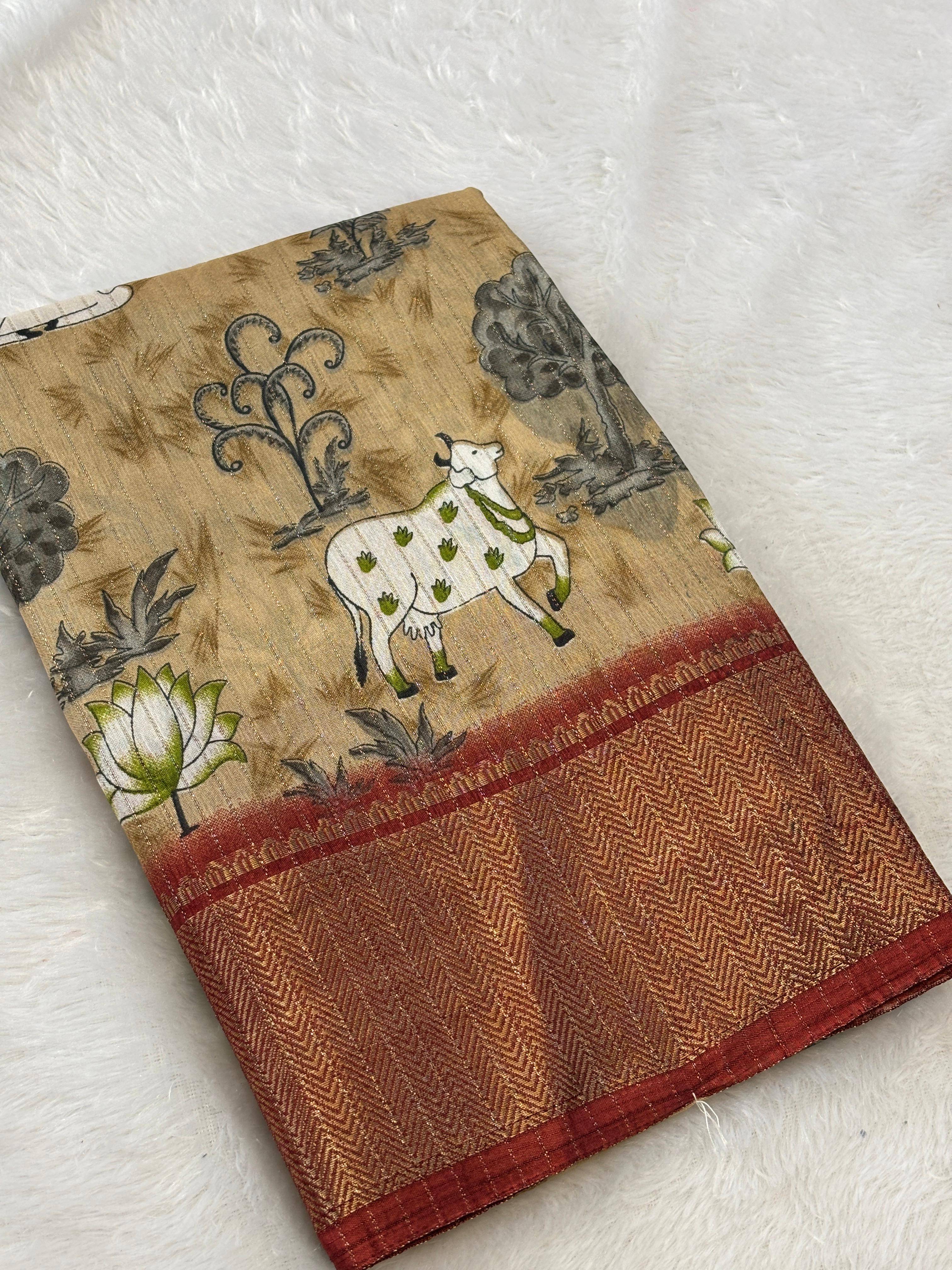     			Sitanjali Lifestyle Silk Printed Sambalpuri Saree With Unstitched Blouse Piece ( Brown )