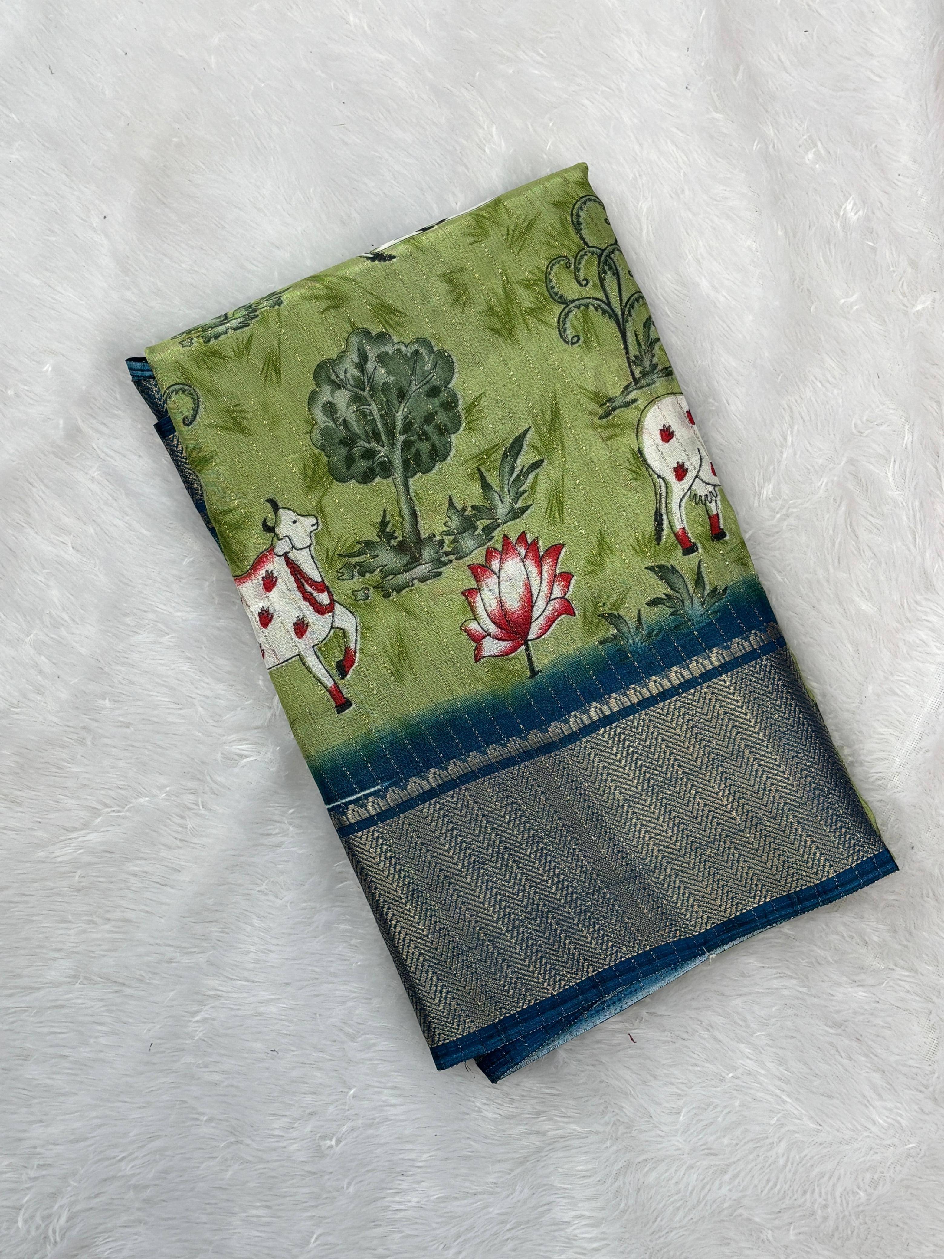 Sitanjali Lifestyle Silk Printed Sambalpuri Saree With Unstitched Blouse Piece ( Green ) Sitanjali Lifestyle Silk Printed Sambalpuri Saree With Unstitched Blouse Piece ( Green )