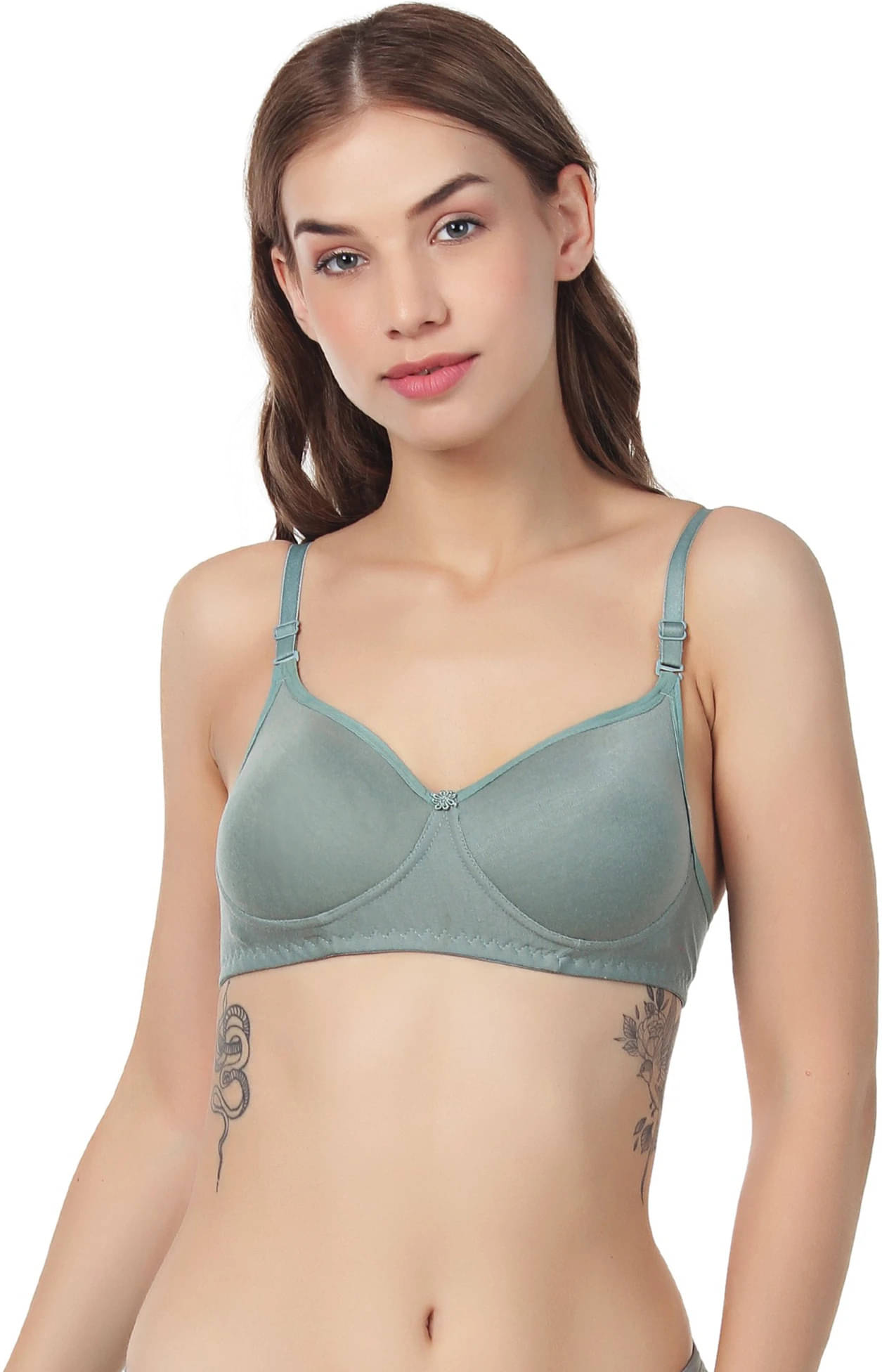 Thread Sutra Pack of 1 Cotton Lightly Padded T-Shirt Bra For Women ( Olive ) Thread Sutra Pack of 1 Cotton Lightly Padded T-Shirt Bra For Women ( Olive )