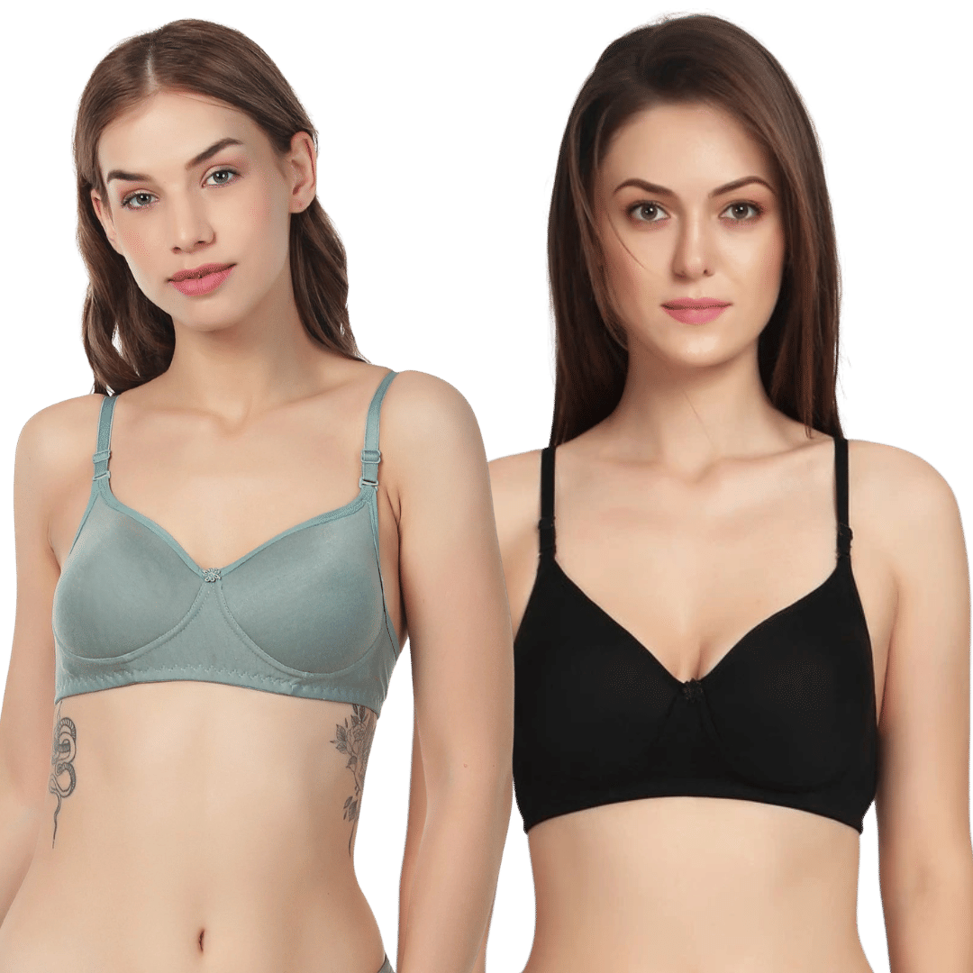     			Thread Sutra Pack of 2 Cotton Lightly Padded T-Shirt Bra For Women ( Multicolor10 )