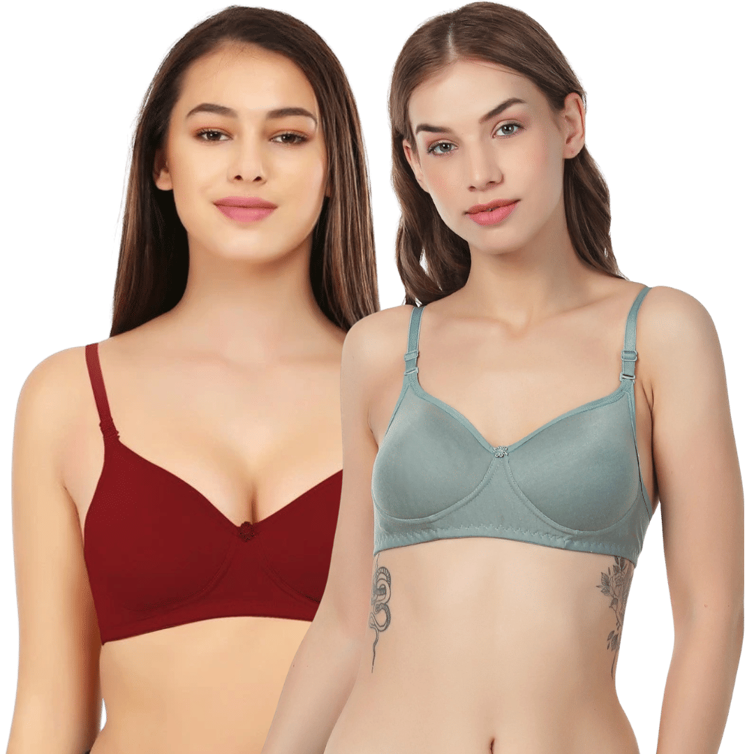     			Thread Sutra Pack of 2 Cotton Lightly Padded T-Shirt Bra For Women ( Multicolor 5 )