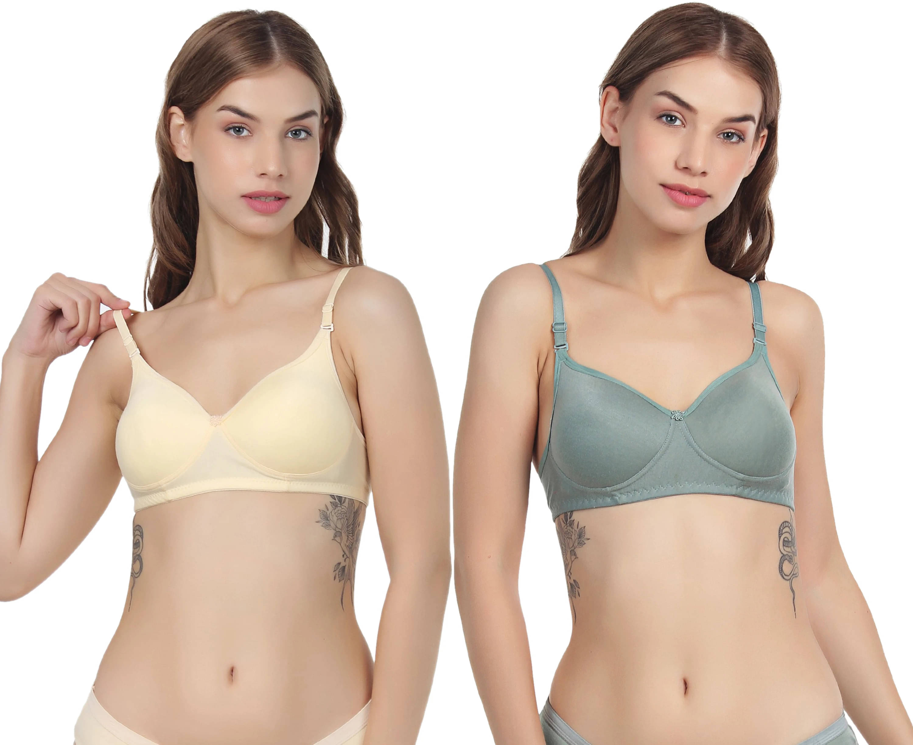     			Thread Sutra Pack of 2 Cotton Lightly Padded T-Shirt Bra For Women ( Multicolor14 )